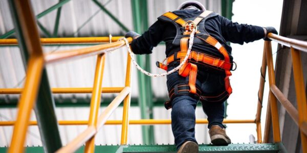 a-construction-worker-using-fall-protection-on-a-job-site